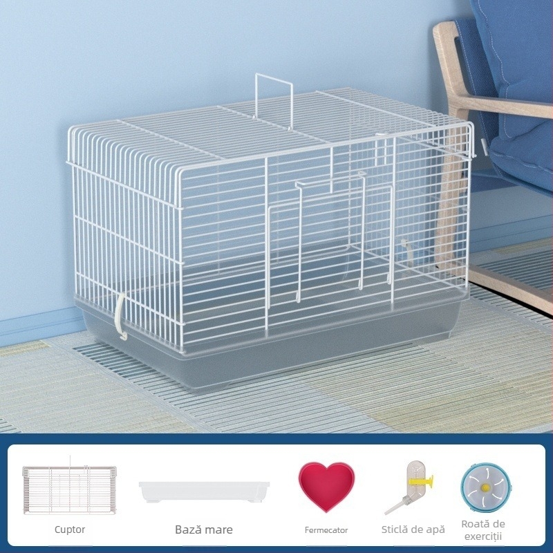 Cușcă pentru hamster cu separator detașabil – metal, stil vilă, set convertibil