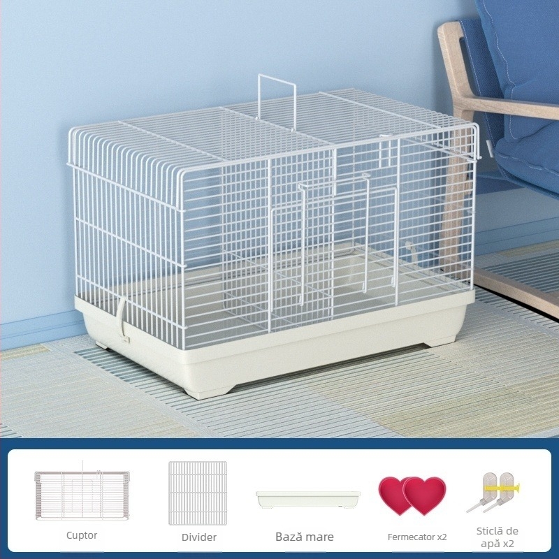 Cușcă pentru hamster cu separator detașabil – metal, stil vilă, set convertibil