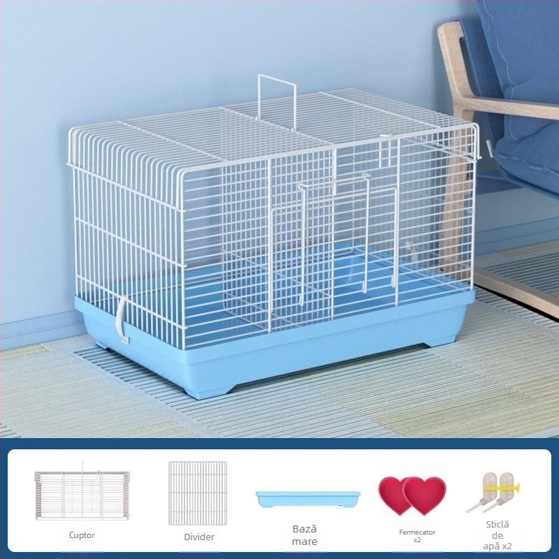 Cușcă pentru hamster cu separator detașabil – metal, stil vilă, set convertibil