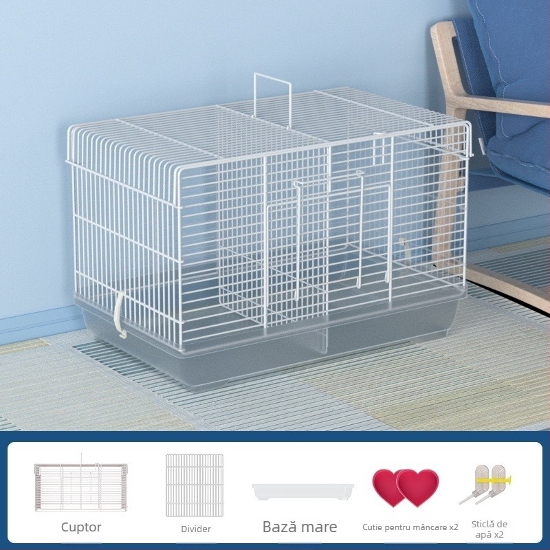 Cușcă pentru hamster cu separator detașabil – metal, stil vilă, set convertibil