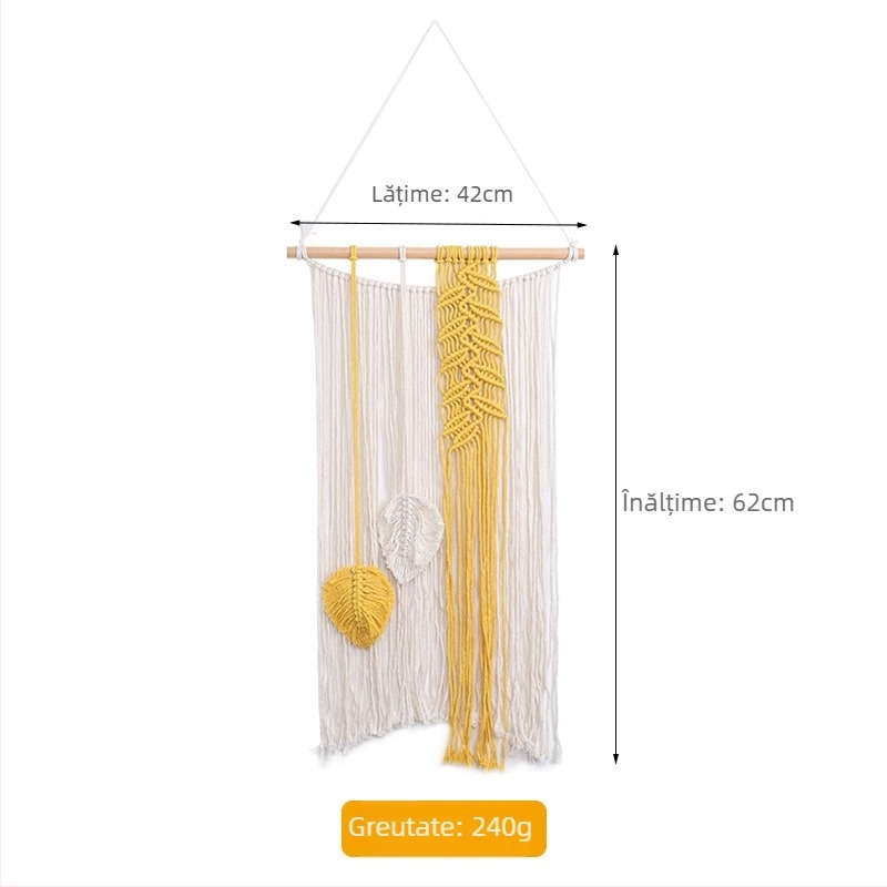 Tapiserie boemă din bumbac pentru perete, lucrată manual, pătrat, model cu dungi