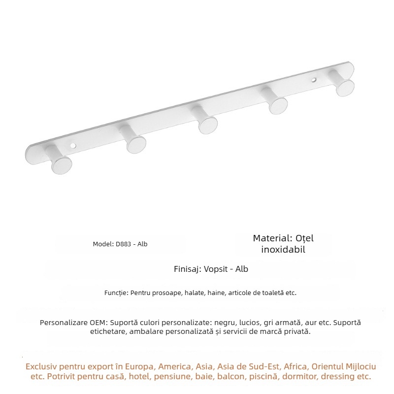 Cuier prosoape din oțel inoxidabil 304, bară simplă sau dublă, montaj pe perete, finisaj lustruit, depozitare în 2 niveluri