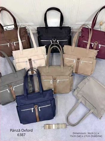 Geantă de damă crossbody din Oxford, formă orizontal pătrată, închidere cu fermoar, două curele de umăr, buzunare interne: fermoar, buzunar pentru telefon și ID