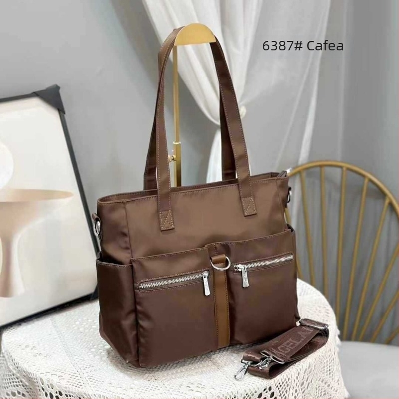 Geantă de damă crossbody din Oxford, formă orizontal pătrată, închidere cu fermoar, două curele de umăr, buzunare interne: fermoar, buzunar pentru telefon și ID