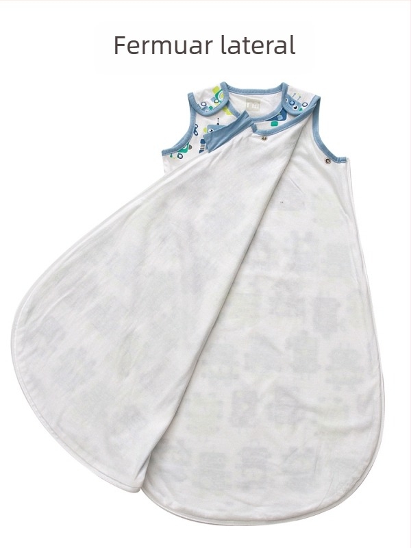 Sac de dormit-vestă pentru bebeluși și copii mici – țesătură 100% bumbac, căptușeală și umplutură din bumbac, model desen animat, subțire, absorbție de umiditate, siguranță Clasa A; potrivit pentru vară, primăvară și toamnă.