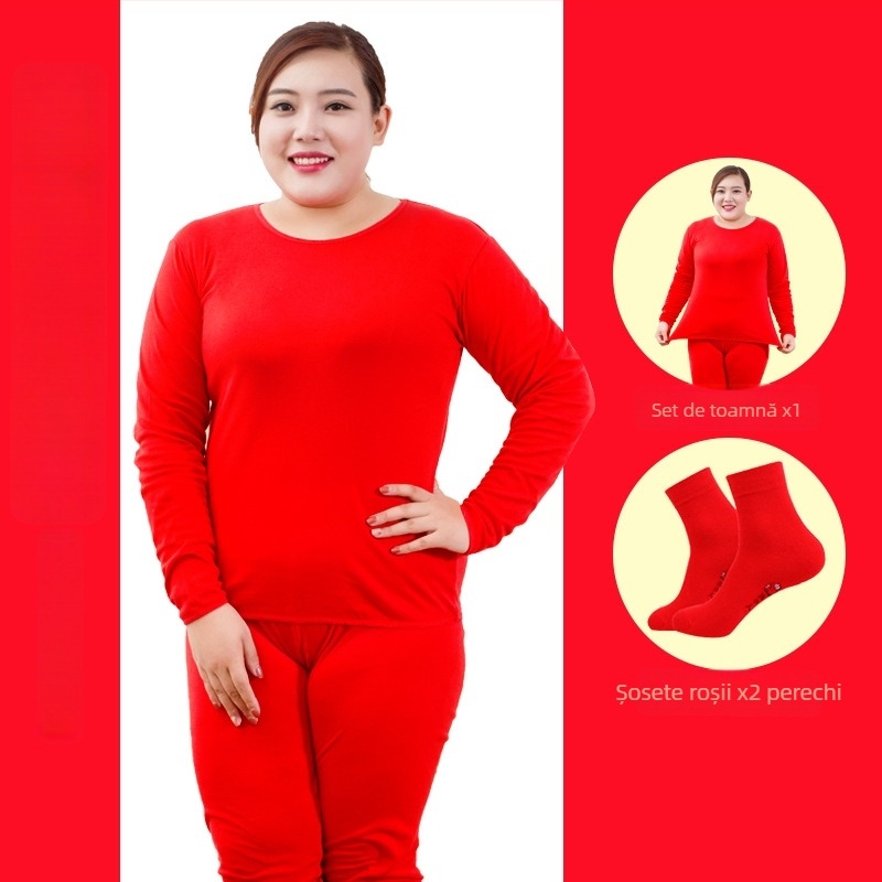 Set de lenjerie termică pentru bărbați, 100% bumbac — călduros pulover cu guler rotund, mâneci lungi și pantaloni, țesătură de greutate medie 181–200 g/m2