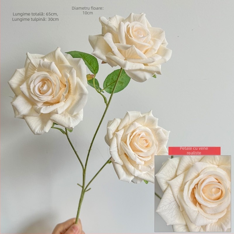 Aranjament cu 3 capete din trandafiri de mătase pentru nunți și decor de casă