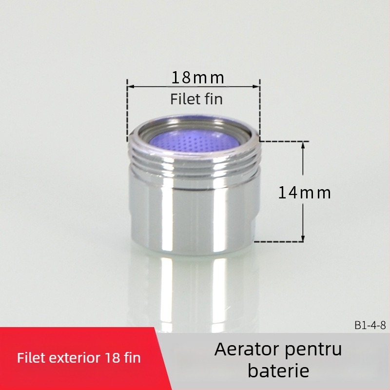 Aerator pentru robinet cu filtru — economie de apă, cupru, finisaj electroplating, control pe o singură mână, presiune nominală 1.6 MPa, temperatură 120°C, instalare cablu intern/extern
