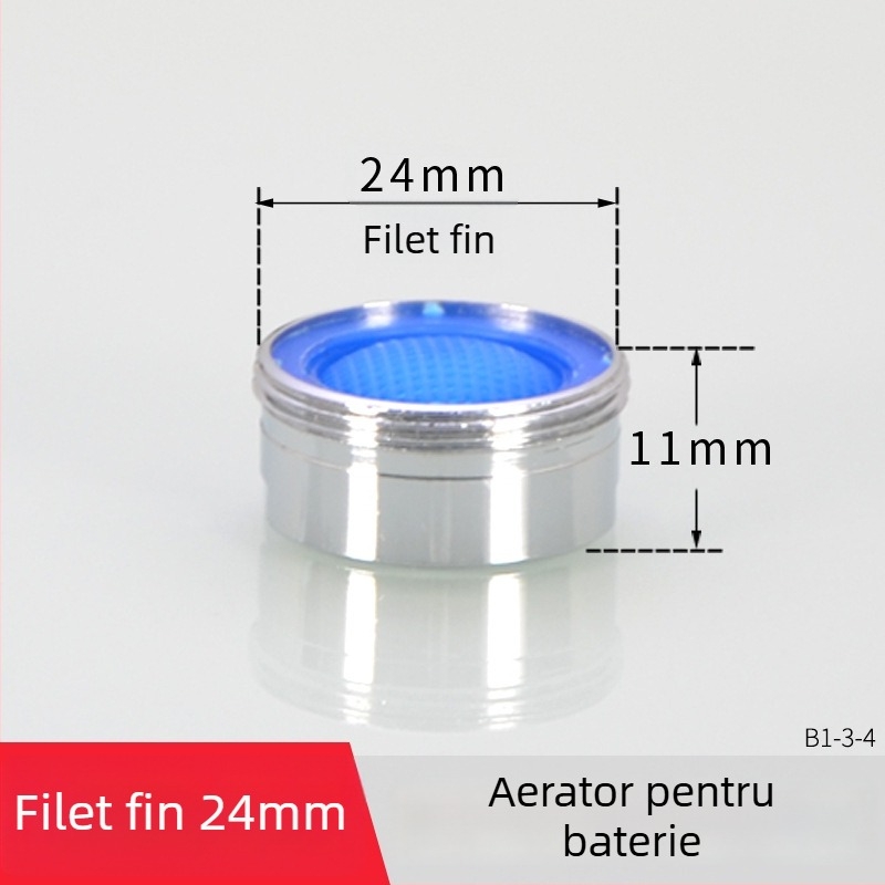Aerator pentru robinet cu filtru — economie de apă, cupru, finisaj electroplating, control pe o singură mână, presiune nominală 1.6 MPa, temperatură 120°C, instalare cablu intern/extern