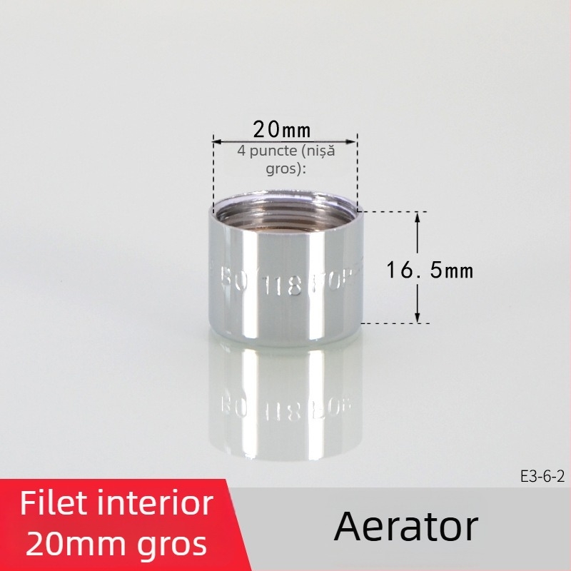 Aerator pentru robinet cu filtru — economie de apă, cupru, finisaj electroplating, control pe o singură mână, presiune nominală 1.6 MPa, temperatură 120°C, instalare cablu intern/extern