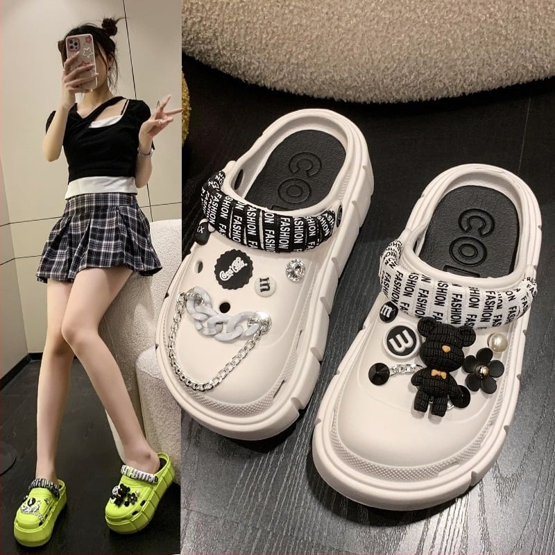 Clogs pentru femei, talpă EVA de 7 cm, partea superioară EVA, turnare prin injecție, crește înălțimea