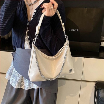 Geantă crossbody pentru femei cu stil urban minimalist, material PU, formă dumpling, închidere cu fermoar, căptușeală din piele sintetică