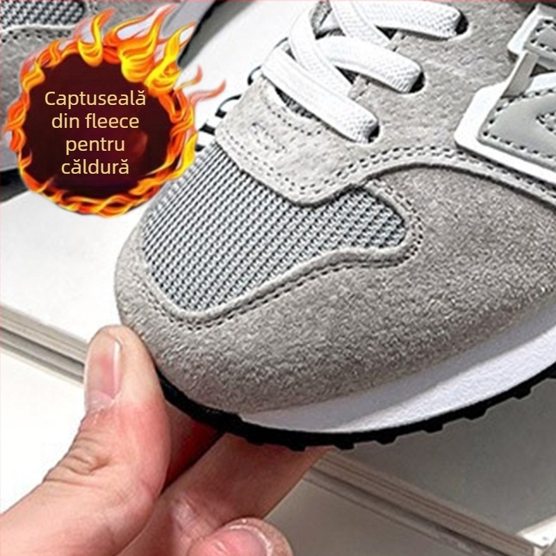 Pantofi sport pentru copii, închidere Velcro, din piele naturală, talpă din cauciuc, respirabili și anti-derapare