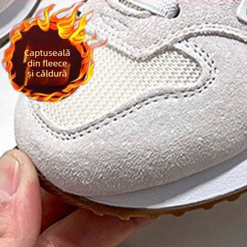 Pantofi sport pentru copii, închidere Velcro, din piele naturală, talpă din cauciuc, respirabili și anti-derapare