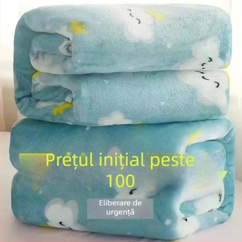 Pătură din fleece coral, fibră de poliamidă, potrivită pentru toate sezoanele, ușoară, sub 300 g.
