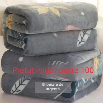 Pătură din fleece coral, fibră de poliamidă, potrivită pentru toate sezoanele, ușoară, sub 300 g.