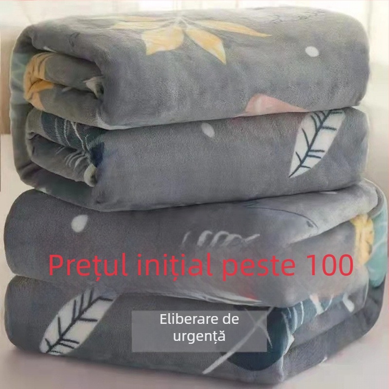 Pătură din fleece coral, fibră de poliamidă, potrivită pentru toate sezoanele, ușoară, sub 300 g.