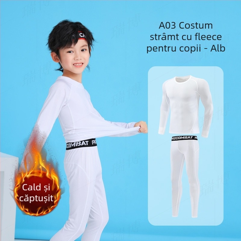 Top de bază pentru tineri, mâneci lungi, croială strânsă, material uscat rapid 93% poliester / 7% spandex, model solid, lungime talie, unisex