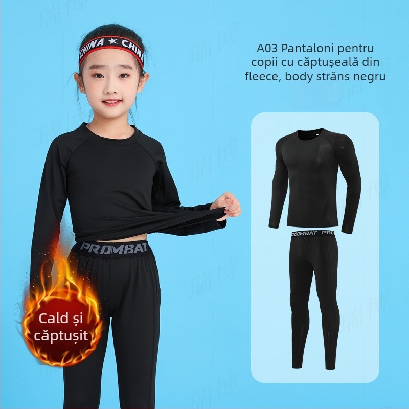 Top de bază pentru tineri, mâneci lungi, croială strânsă, material uscat rapid 93% poliester / 7% spandex, model solid, lungime talie, unisex