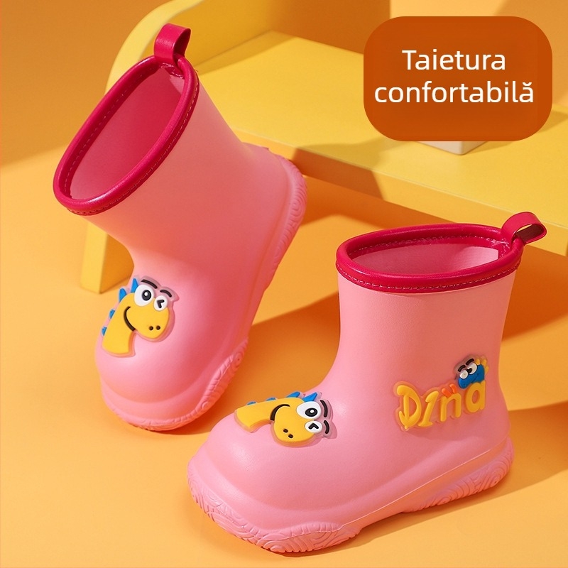 Cizme de ploaie pentru copii, desen animat, EVA, unisex, tub scurt, talpă plată, impermeabile