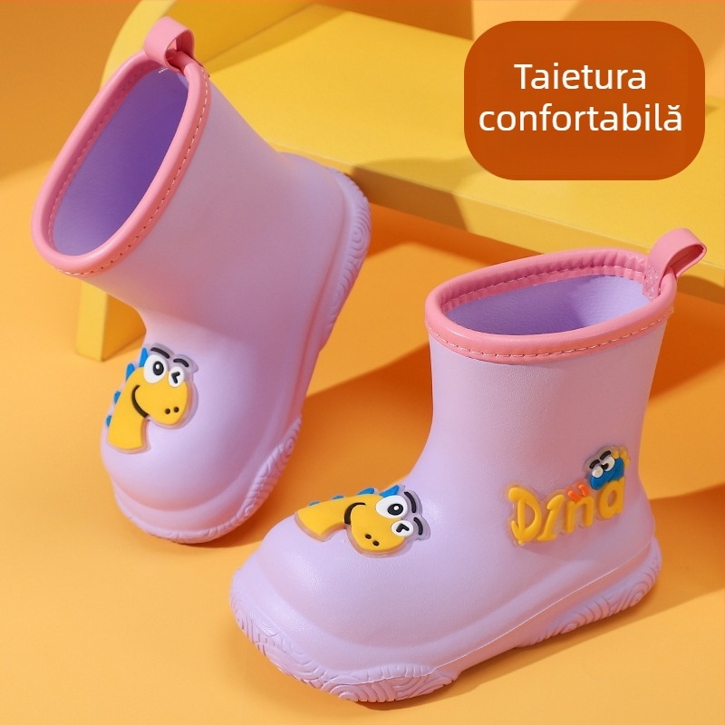 Cizme de ploaie pentru copii, desen animat, EVA, unisex, tub scurt, talpă plată, impermeabile