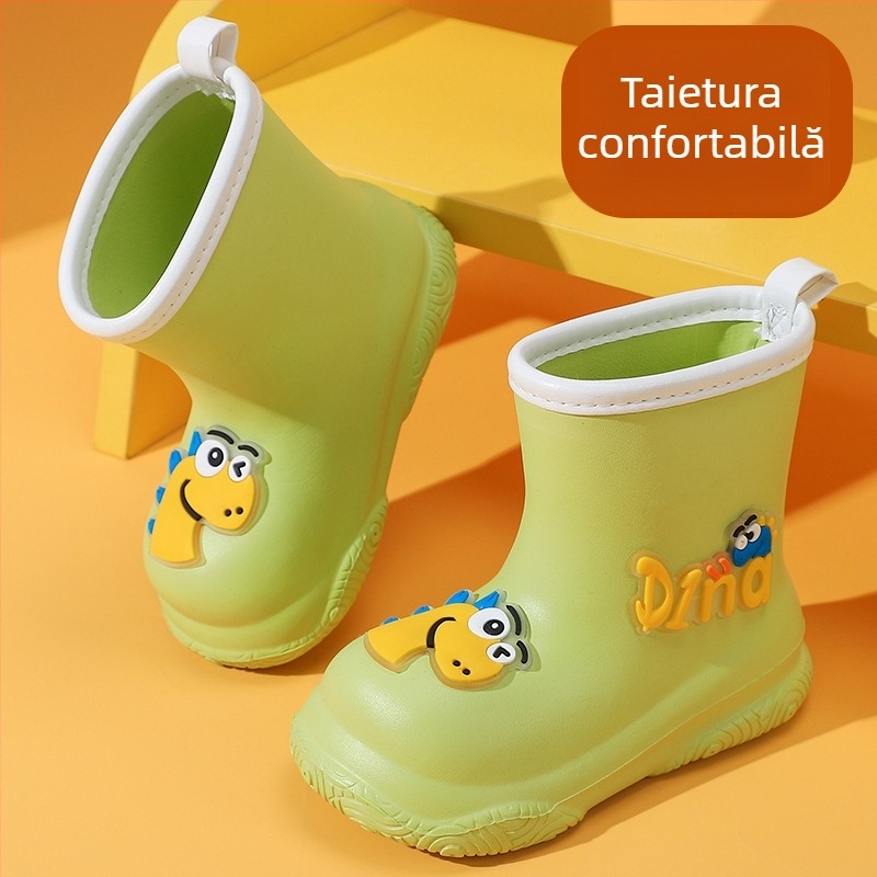Cizme de ploaie pentru copii, desen animat, EVA, unisex, tub scurt, talpă plată, impermeabile