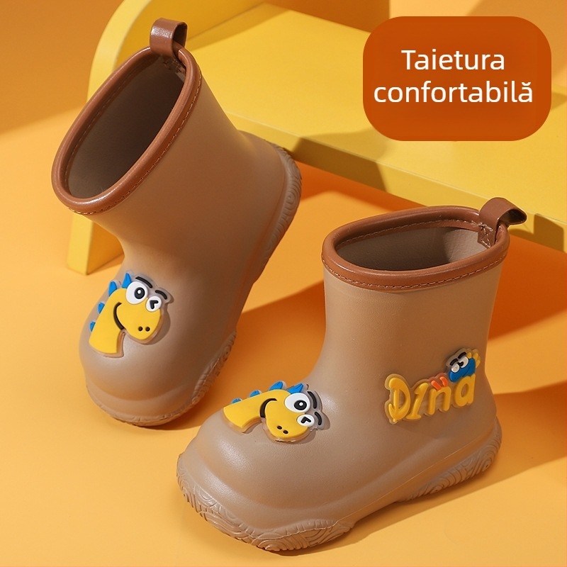 Cizme de ploaie pentru copii, desen animat, EVA, unisex, tub scurt, talpă plată, impermeabile