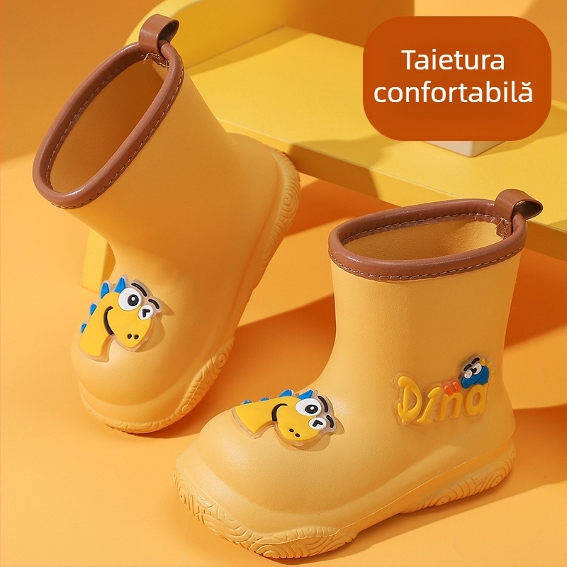 Cizme de ploaie pentru copii, desen animat, EVA, unisex, tub scurt, talpă plată, impermeabile