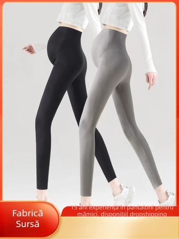 Colanți maternali fără cusături pentru susținerea abdomenului, amestec nylon-spandex, grosime medie, înaltă elasticitate, croială strânsă