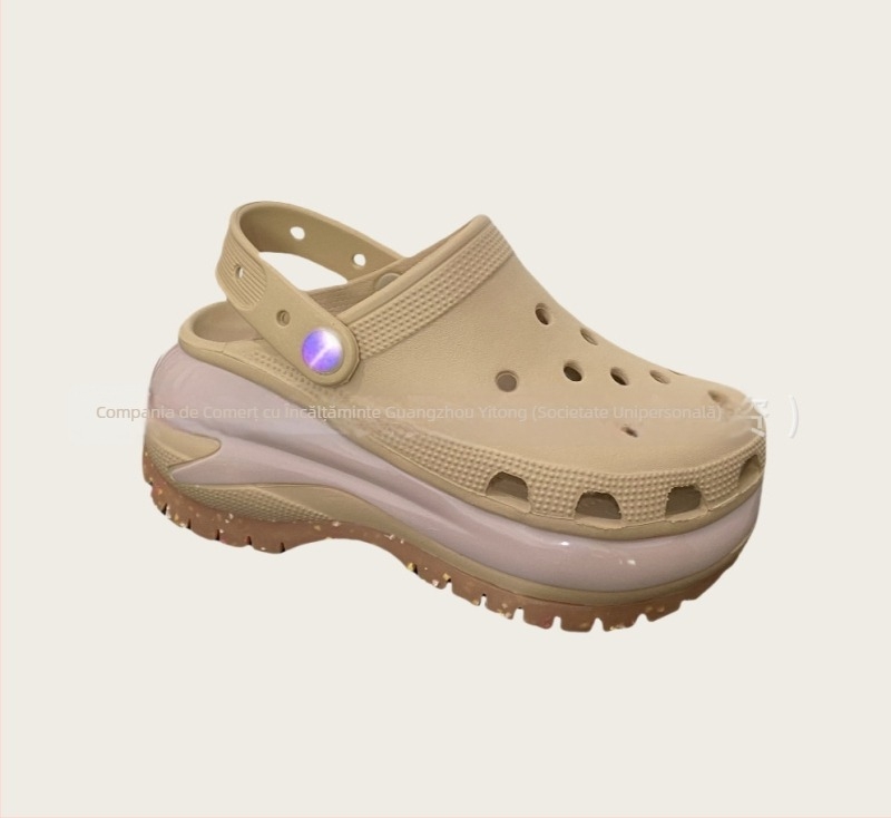 Clogs Baotou pentru femei, upper perforat EVA, talpă groasă EVA, platformă înaltă, creștere înălțime, lansare primăvara 2025