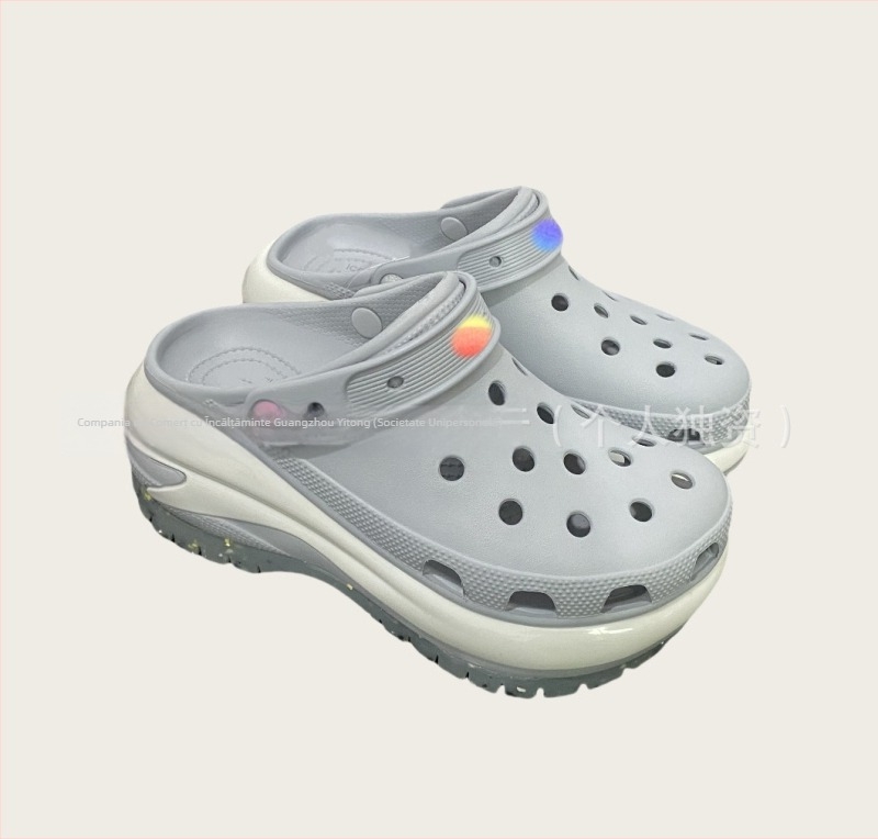 Clogs Baotou pentru femei, upper perforat EVA, talpă groasă EVA, platformă înaltă, creștere înălțime, lansare primăvara 2025