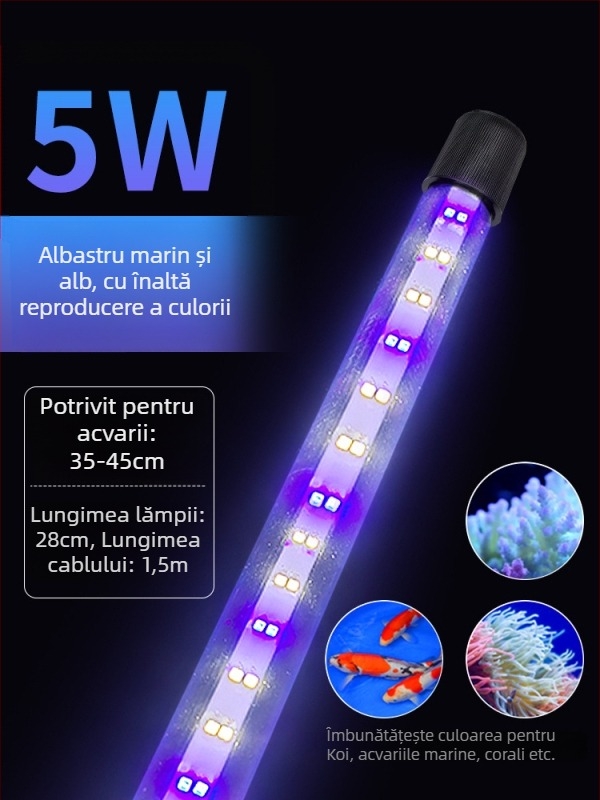 Lumină LED subacvică pentru acvariu cu moduri de schimbare a culorilor — carcasa din plastic, putere 3–17 W, greutate 0.65–1.5, brand Jialu