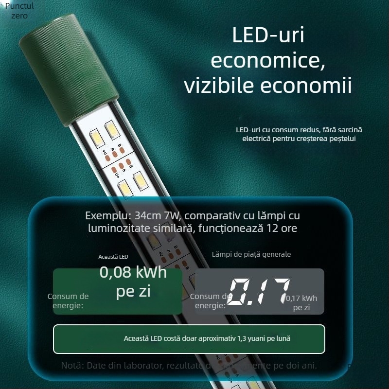 Lampa LED pentru acvariu, impermeabilă, cu ventuză, pentru plante acvatice și acvarii ornamentale