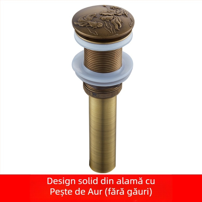Drenaj pop-up pentru lavoar din cupru masiv, gravuri sculptate