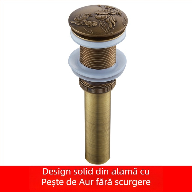 Drenaj pop-up pentru lavoar din cupru masiv, gravuri sculptate