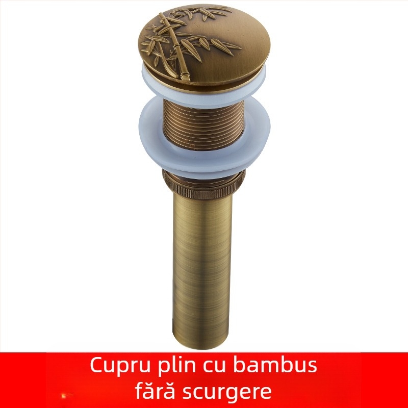 Drenaj pop-up pentru lavoar din cupru masiv, gravuri sculptate