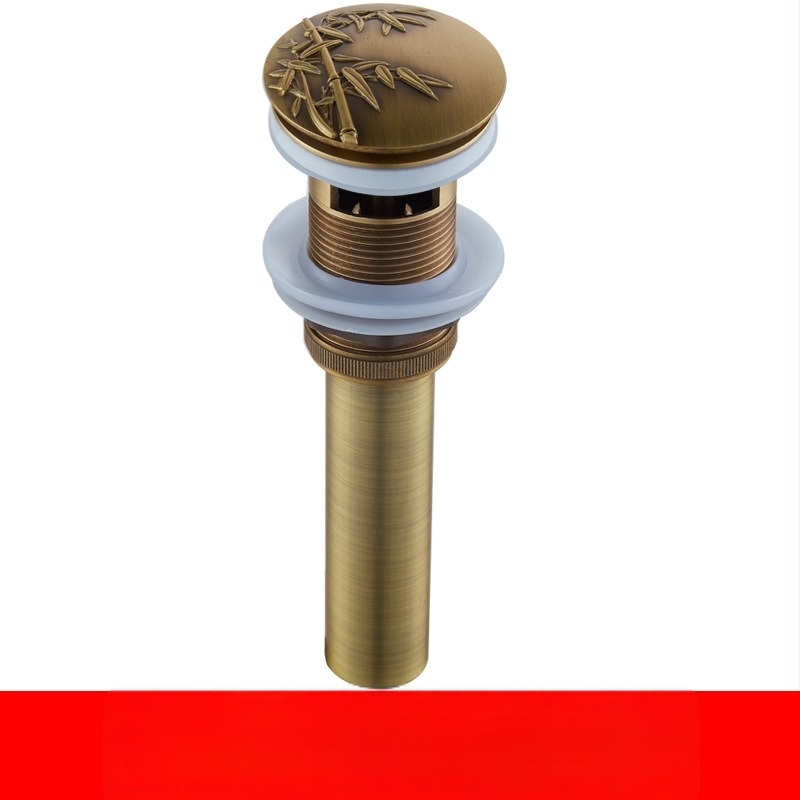 Drenaj pop-up pentru lavoar din cupru masiv, gravuri sculptate