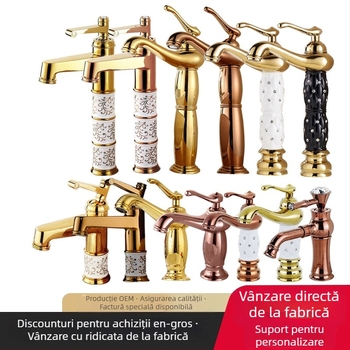 Robinet de lavoar din cupru SE-6411, cartuș ceramic, amestec apă caldă/rece, 0–90°C, intrare 1/2"