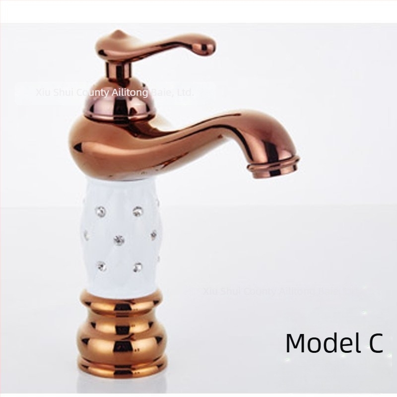 Robinet de lavoar din cupru SE-6411, cartuș ceramic, amestec apă caldă/rece, 0–90°C, intrare 1/2"