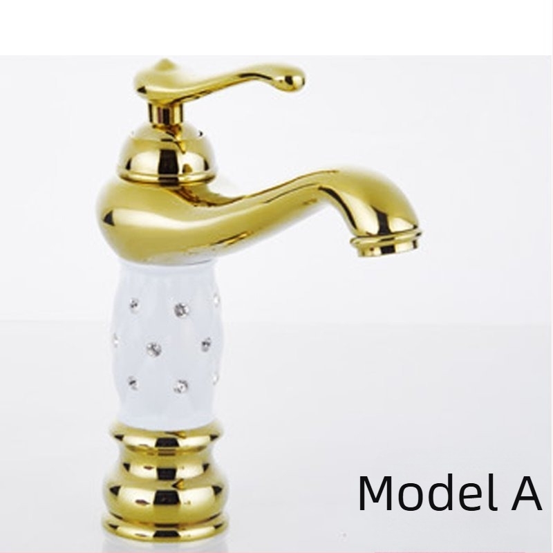 Robinet de lavoar din cupru SE-6411, cartuș ceramic, amestec apă caldă/rece, 0–90°C, intrare 1/2"