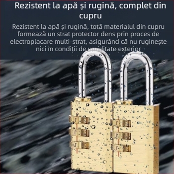 Lacăt digital din cupru pentru bagaje și dulapuri – TMGS model, grosime tijă 3 mm, potrivit ușilor din lemn