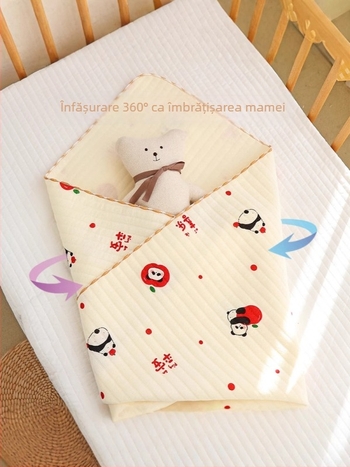 Înfășurător din bumbac pentru bebeluși – Model Cartoon, bumbac 100%, pentru nou-născuți (0–12 luni), potrivit primăvară-toamnă