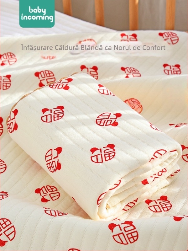 Înfășurător din bumbac pentru bebeluși – Model Cartoon, bumbac 100%, pentru nou-născuți (0–12 luni), potrivit primăvară-toamnă