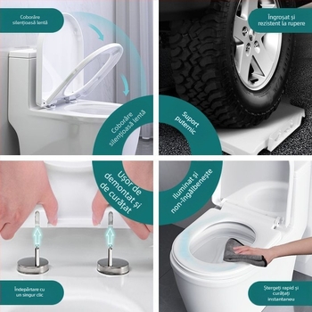 Capac de toaletă încălzit inteligent cu telecomandă – temperatură constantă, încălzire instantanee, formă U-V, polipropilenă