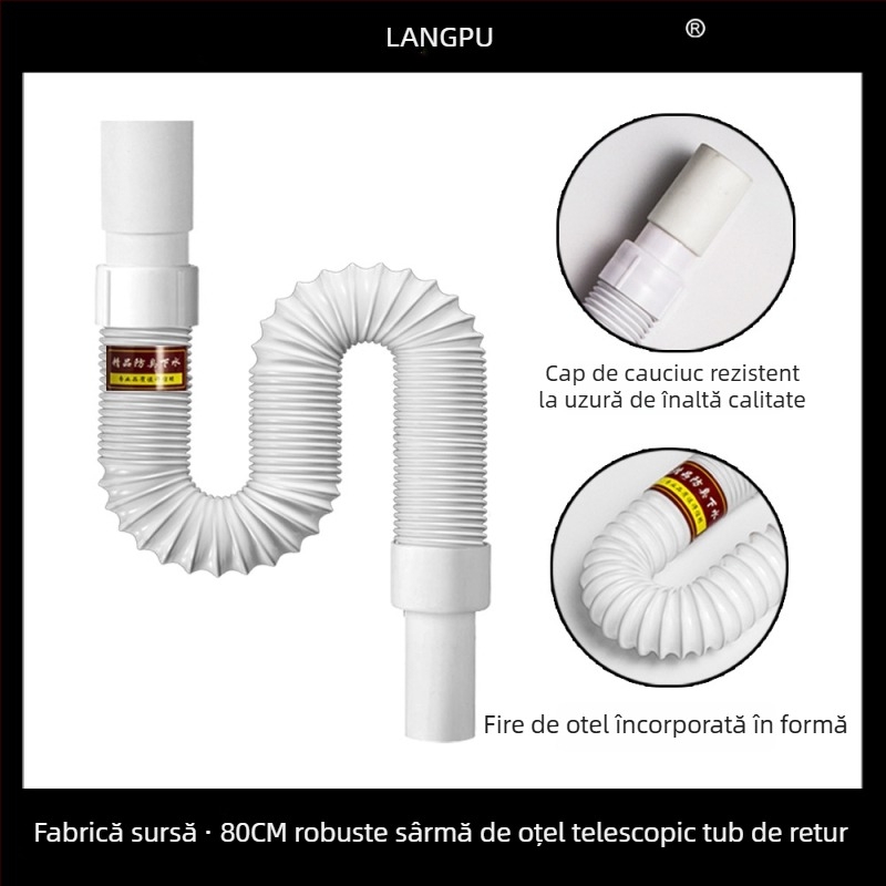 Drenaj chiuvetă bucătărie 8110 – oțel inox, LP, formă P, tip pull-up