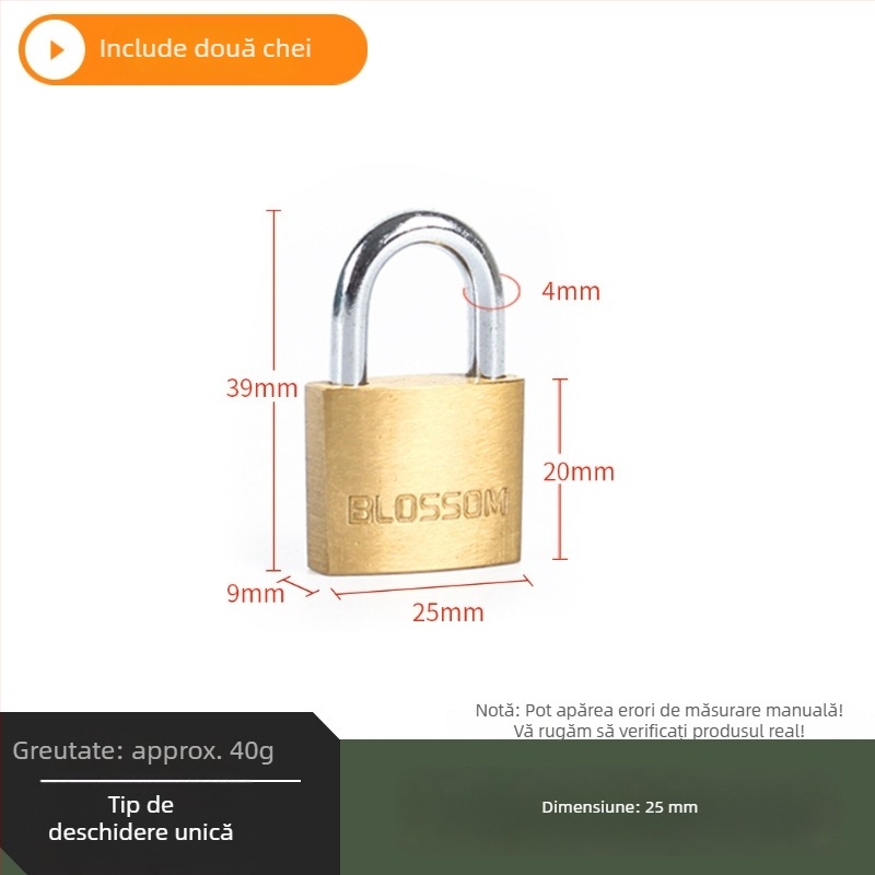 Plum Blossom Lock BC075 Lacăt de uz casnic din aliaj de cupru, arcuit, pentru dulapuri, sertare, uși și cămine