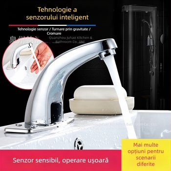 Robinet senzorial pentru chiuvetă - din oțel inoxidabil, disc ceramic, montaj pe blat, Ø20 intrare/ieșire, monocomandă