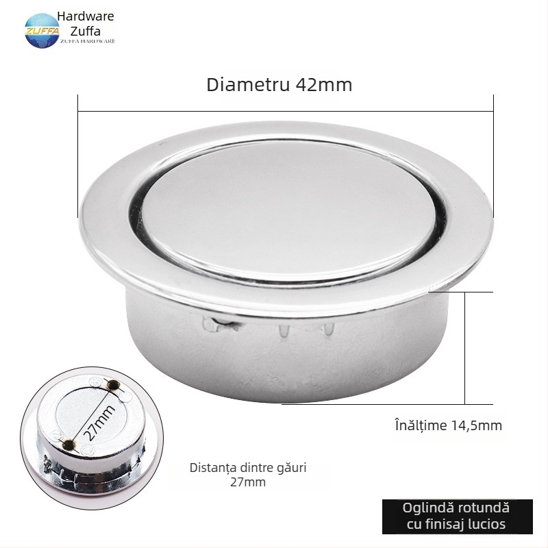 Mâner încastrat din oțel inoxidabil pentru uși glisante — model dreptunghiular sau rotund; material: oțel inoxidabil; proces: forjare; stil: modern minimalist; pentru uși de dulap