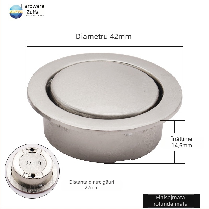 Mâner încastrat din oțel inoxidabil pentru uși glisante — model dreptunghiular sau rotund; material: oțel inoxidabil; proces: forjare; stil: modern minimalist; pentru uși de dulap