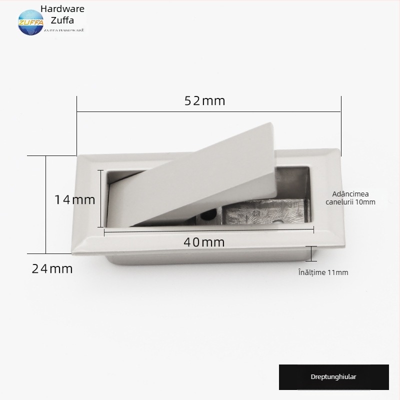 Mâner încastrat din oțel inoxidabil pentru uși glisante — model dreptunghiular sau rotund; material: oțel inoxidabil; proces: forjare; stil: modern minimalist; pentru uși de dulap